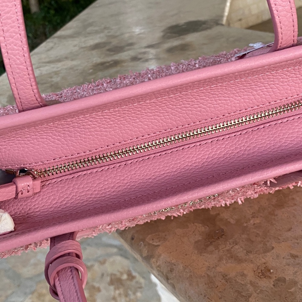 NWT Kate Spade Top zip tweed Satchel&wallet pink - Picture 7 of 12